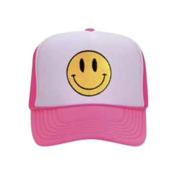 Smile Face Trucker Hat, Trendy Cute Preppy y2k Smile Yellow Emoji Patch Embroidered Adjustable Baseb...