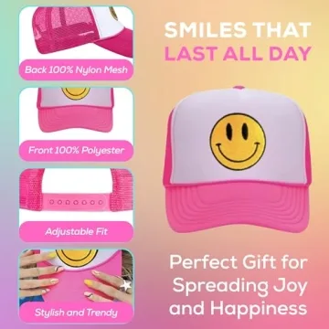 Trendy Smile Face Pink Trucker Hat for All Occasions