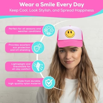 Trendy Smile Face Pink Trucker Hat for All Occasions