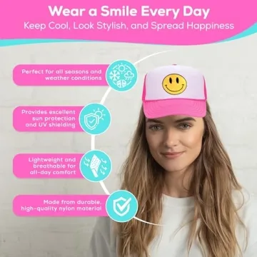 Trendy Smile Face Pink Trucker Hat for All Occasions