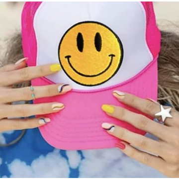 Trendy Smile Face Pink Trucker Hat for All Occasions