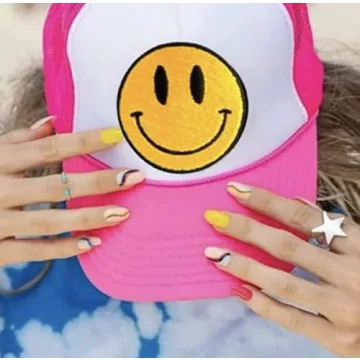 Trendy Smile Face Pink Trucker Hat for All Occasions