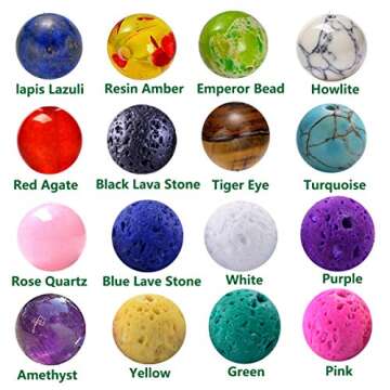 Lava Stone Box Set Kits 8mm Round Loose Chakra Rock Beads and Spacer Beads with Accessories Tools fo...
