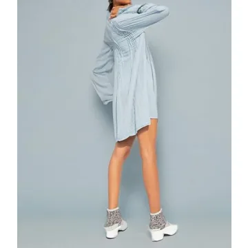 R.Vivimos Women's Cotton Button Down Tunic Dress