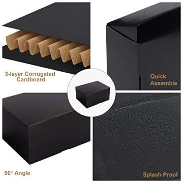 ZBEIVAN 8x6x4 Black Small Shipping Boxes, 20 Packs Corrugated Cardboard Mailer Boxes for Packaging Small Business Mailing Gifts Wrap Boxes with Lids