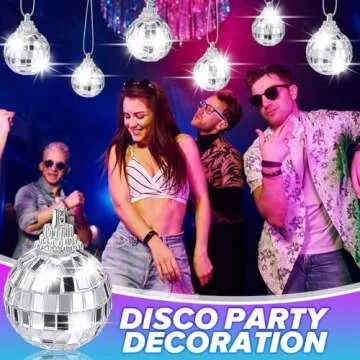 12 Pcs Christmas Disco Ball Hanging Ornaments, Glass Mirror Disco Ball Silver Mini Disco Ball Reflective Disco Ball Disco Party Supplies Christmas Tree Decorations 70s Theme Party (3cm/1.2 inch)