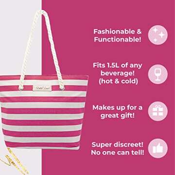 PortoVino Insulated Wine Purse Tote Bag - Canvas Drink Pouches with Hidden Spout