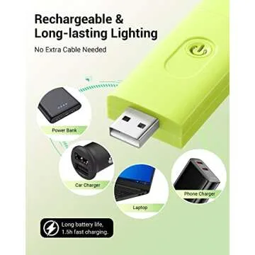 DEWENWILS USB Rechargeable Book Reading Light with Clip, LED Clip on Book Light for Reading at Night, Flexible Booklight for Kids, Warm White, Brightness Adjustable for Eye Protection (Green)