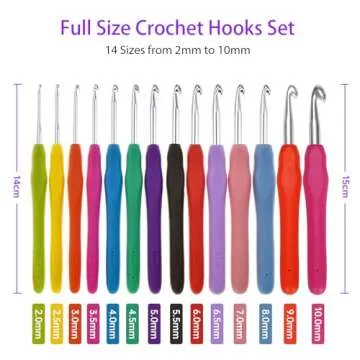 Crochet Hooks RealPlus 14 Pcs 2mm(B)-10mm(N) Ergonomic Crochet Hook Set for Arthritic Hands, Crochet...