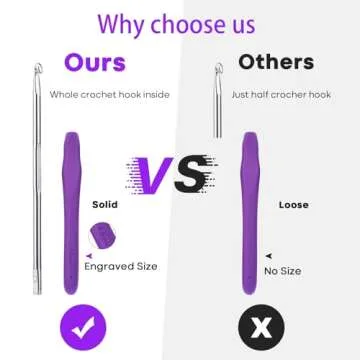 Crochet Hooks RealPlus 14 Pcs 2mm(B)-10mm(N) Ergonomic Crochet Hook Set for Arthritic Hands, Crochet Kit for Beginners with Soft Grip, Large Crocheting Needles with Purple Case