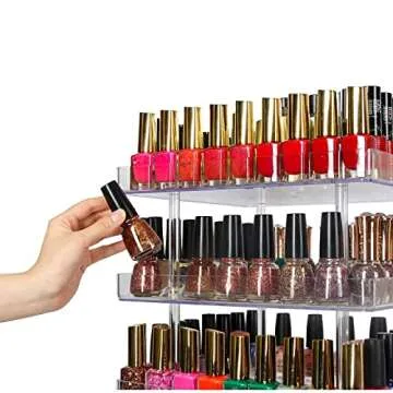JACKCUBE DESIGN 5 Tier Clear Nail Polish 360 Rotating Display Rack Organizer Stand Makeup Cosmetics Storage Box Carousel Shelf with Acrylic Guard(5tier) – :MK387-5
