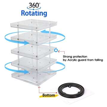 JACKCUBE DESIGN 5 Tier Clear Nail Polish 360 Rotating Display Rack Organizer Stand Makeup Cosmetics Storage Box Carousel Shelf with Acrylic Guard(5tier) – :MK387-5
