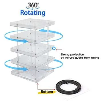 JACKCUBE DESIGN 5 Tier Clear Nail Polish 360 Rotating Display Rack Organizer Stand Makeup Cosmetics Storage Box Carousel Shelf with Acrylic Guard(5tier) – :MK387-5