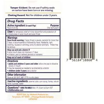 Little Remedies Sore Throat Pops, Made With Real Honey, 10 Count(Pack of 1)