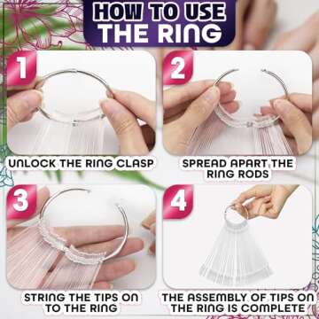 200 Pcs Clear Nail Swatch Sticks - Nail Swatches for Gel Polish - Transparent Acrylic Tips with Metal Rings for Organization, Suitable for Displaying Colors and Training by Beginners and Professionals