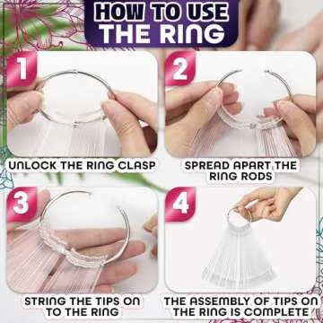 200 Pcs Clear Nail Swatch Sticks - Nail Swatches for Gel Polish - Transparent Acrylic Tips with Metal Rings for Organization, Suitable for Displaying Colors and Training by Beginners and Professionals