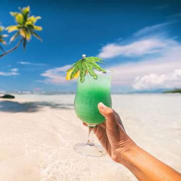 50pcs Cocktail Umbrellas for Drinks, Coolrunner Coconut Palm Tree Umbrella Toothpicks, Tropical Umbrella Decorations for Drinks Cocktail Cupcake Fruit - Add a Great Addition to Themed Party