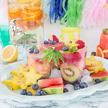 50pcs Cocktail Umbrellas for Drinks, Coolrunner Coconut Palm Tree Umbrella Toothpicks, Tropical Umbrella Decorations for Drinks Cocktail Cupcake Fruit - Add a Great Addition to Themed Party