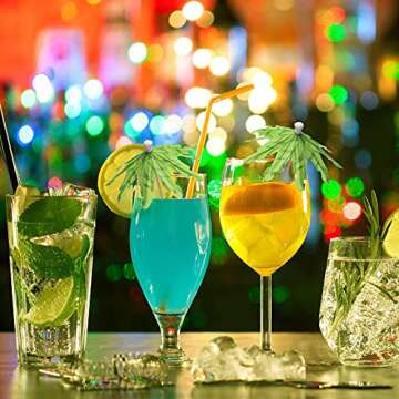50pcs Cocktail Umbrellas for Drinks, Coolrunner Coconut Palm Tree Umbrella Toothpicks, Tropical Umbrella Decorations for Drinks Cocktail Cupcake Fruit - Add a Great Addition to Themed Party