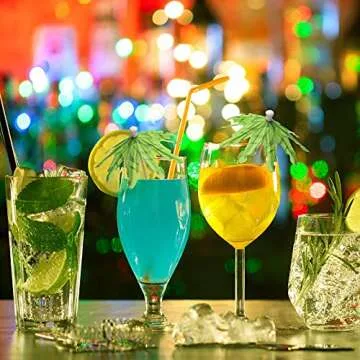 50pcs Cocktail Umbrellas for Drinks, Coolrunner Coconut Palm Tree Umbrella Toothpicks, Tropical Umbrella Decorations for Drinks Cocktail Cupcake Fruit - Add a Great Addition to Themed Party