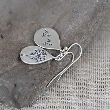 LOVECOM Dandelion Drop Earrings in Sterling Silver for Women