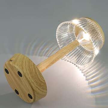 TitiGeeli LED Cordless Table Lamp with Touch Sensor, Rechargeable 2000mAh Battery Powered Dimmable Portable Light, Acrylic Night Stand Lighting for Bedroom Kids Nursery Living Room