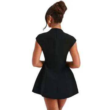 LuFeng Women's Cap Sleeve Deep V Neck Mini Dress