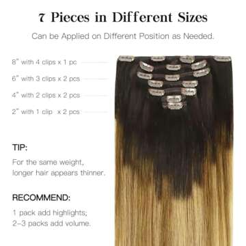 HOTBANANA Human Hair Clip in Hair Extensions - 120g, 14 Inch, 7pcs