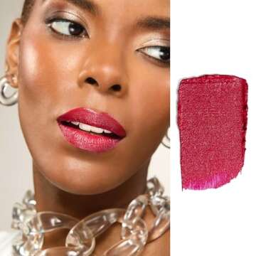 Gerard Cosmetics Glitter Lipstick (Cupid), Hot Pink Lipstick with Sparkling Metallic Glitter, Long L...