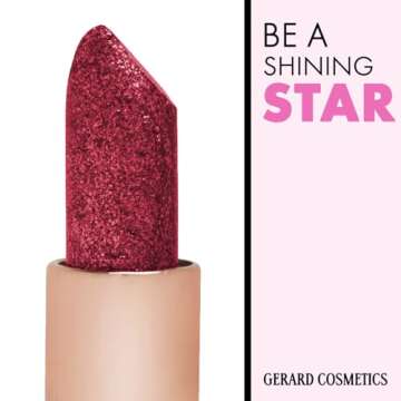 Gerard Cosmetics Glitter Lipstick (Cupid), Hot Pink Lipstick with Sparkling Metallic Glitter, Long Lasting, Smooth Formula, Highly Pigmented Opaque Color, Cruelty Free & Made in USA