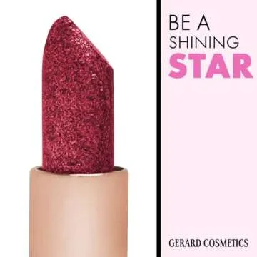 Gerard Cosmetics Glitter Lipstick (Cupid), Hot Pink Lipstick with Sparkling Metallic Glitter, Long Lasting, Smooth Formula, Highly Pigmented Opaque Color, Cruelty Free & Made in USA