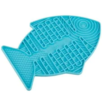 LickiMat Casper, Fish-Shaped Cat Slow Feeders Lick Mat, Boredom Anxiety Reducer; Perfect for Food, Treats, Yogurt, or Peanut Butter. Fun Alternative to a Slow Feed Cat Bowl or Dish, Turquoise