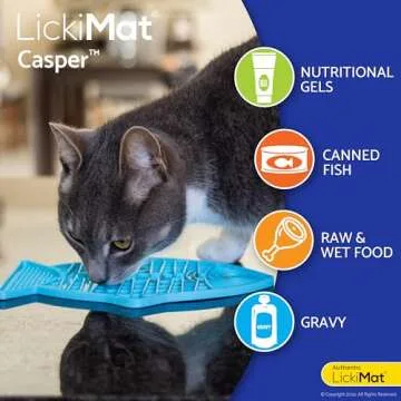 LickiMat Casper, Fish-Shaped Cat Slow Feeders Lick Mat, Boredom Anxiety Reducer; Perfect for Food, Treats, Yogurt, or Peanut Butter. Fun Alternative to a Slow Feed Cat Bowl or Dish, Turquoise