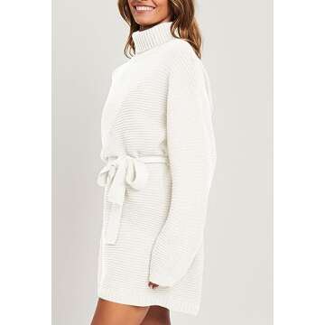 Pink Queen Women's 2024 Turtleneck Knit Mini Dress