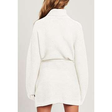 Pink Queen Women's 2024 Turtleneck Knit Mini Dress