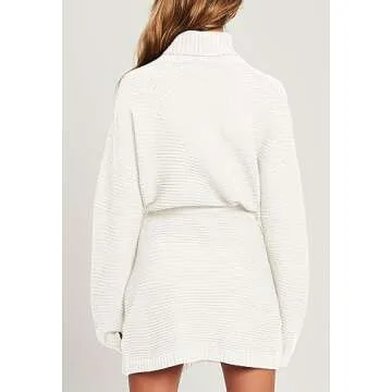 Pink Queen Women's 2024 Turtleneck Knit Mini Dress