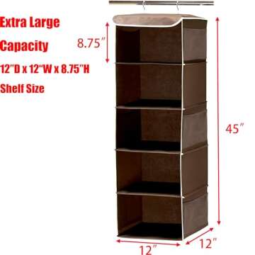 Simple Houseware 5 Shelf Hanging Closet Organizer, Brown