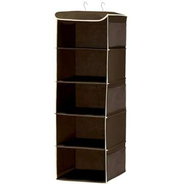 Simple Houseware 5 Shelf Hanging Closet Organizer, Brown