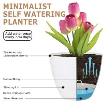 QRRICA Self Watering Pots Set for Indoor Outdoor Plants