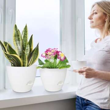 QRRICA Self Watering Pots Set for Indoor Outdoor Plants