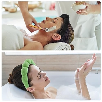 Ztomine 2 Count Hairband, Set of 2 - Thick, Soft, Plush, Absorbent Terry Cloth Spa Headbands for Washing Face or Facial - Puffy Makeup Headbands for Face Washing, Mask, Skin Treatment