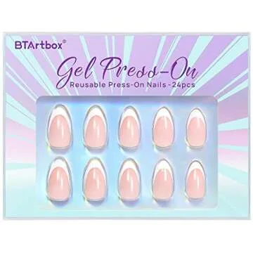 BTArtbox French Tip Press On Nails - Almond Design