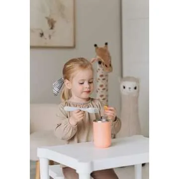 Double walled Insulated Smoothie cups for kids | Toddler Cups with Straws | Set of 2 Straw Sippy Cup | Stainless steel baby cup with Thermos Lid for Hot Storage | Kids Straw Cups
