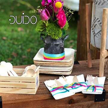 Biodegradable Disposable Wooden Cutlery Utensils – (Pack of 275) 110 Forks 55 Knives 110 Spoons 5.5-inch Set Eco-Friendly Compostable and Disposable Silverware Kit Party Supplies Events