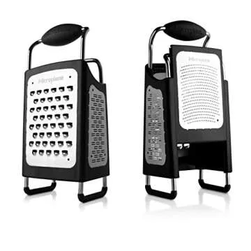 Microplane Four Sided Stainless Steel Ultra-Sharp Multi-Purpose Box Grater - Slicer, Fine, Ribbon, a...