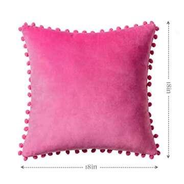 Ashler HOME DECO Throw Pillow Covers with Pom Poms Soft Particles Velvet Solid Cushion Covers 18 X 1...