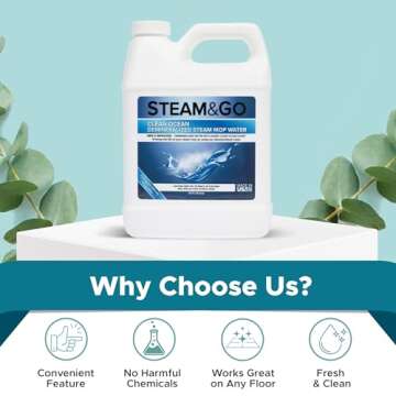 Steam & Go Demineralized Water for Steam Cleaner, PVC-Free Floor Cleaner Liquid Compatible With Any ...