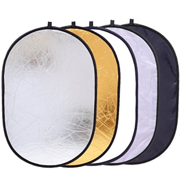 Konseen Collapsible Photography Reflector 24x35inch (60x90cm) 5-in-1 Multi Light Diffuser Panel Stud...