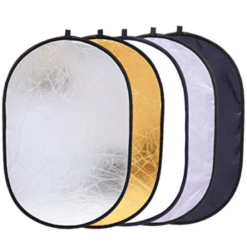 Konseen Collapsible Photography Reflector 24x35inch (60x90cm) 5-in-1 Multi Light Diffuser Panel Stud...