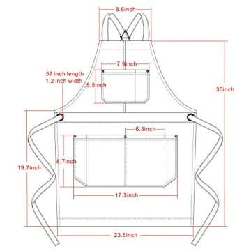 Jeanerlor Women's Cross Back Apron with Tool Pockets for Women Denim Work Teacher Aprons for Hair Stylist Cooking Kitchen (Blue) Adjustable S to M